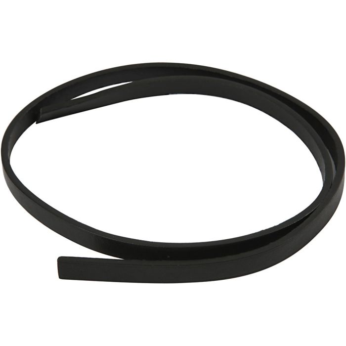 Ceinture Type Cuir, L : 10 mm, ép. 3 mm, noir, 1 m/ 1 Pq.