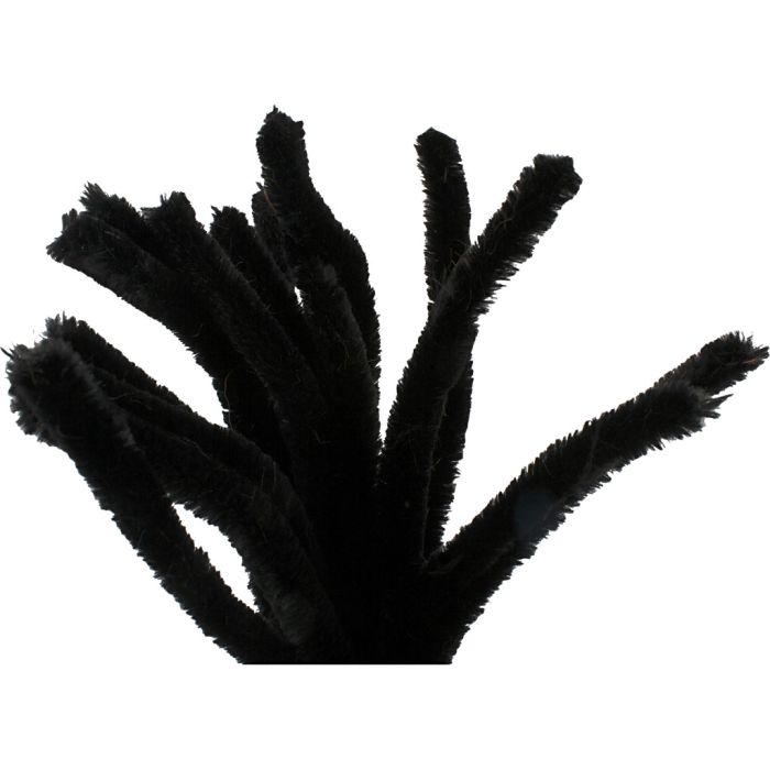 Fil chenille, L : 30 cm, ép. 15 mm, noir, 15 pièces/ 1 Pq.