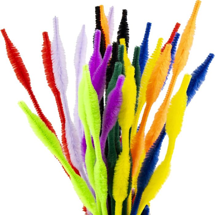 Fil chenille, de vagues, L : 30 cm, ép. 5-12 mm, ass. de couleurs, 28 ass./ 1 Pq.
