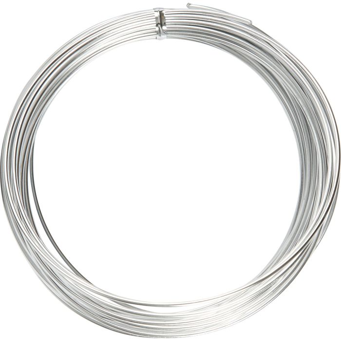 Fil d'aluminium, rond, ép. 2 mm, argent, 10 m/ 1 rouleau