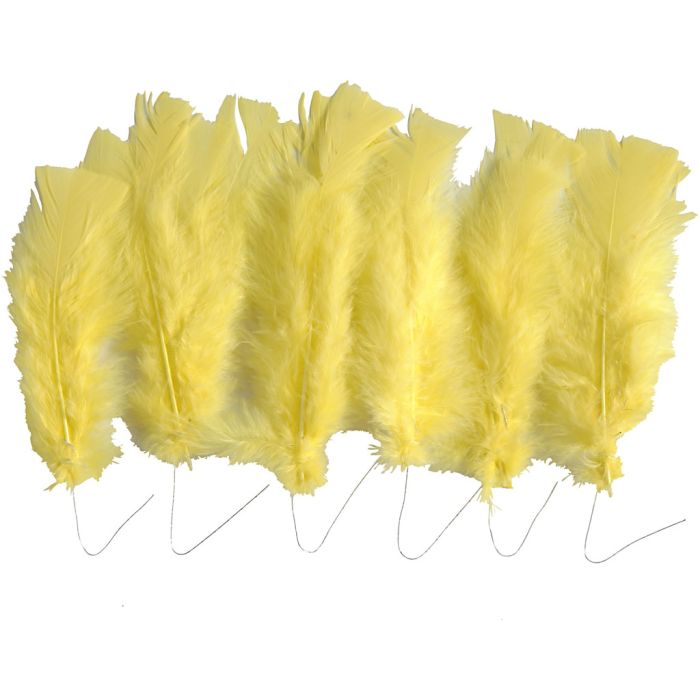 Plumes, dim. 11-17 cm, jaune, 18 boule/ 1 Pq.