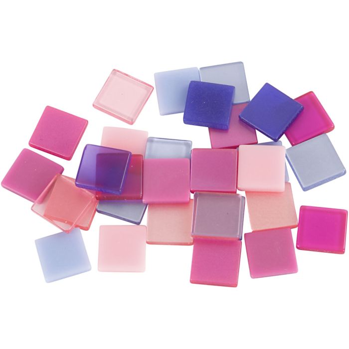 Mini-mosaïques, dim. 10x10 mm, ép. 2 mm, violet/violet foncé, 25 gr/ 1 Pq.