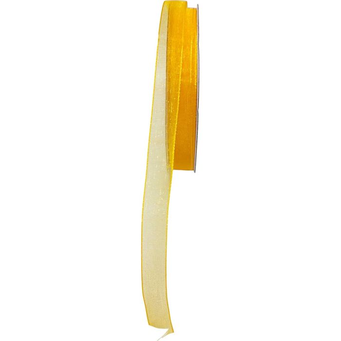 Ruban organza, L : 10 mm, jaune, 25 m/ 1 rouleau