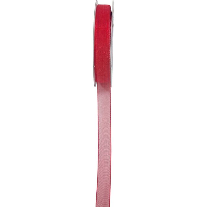 Ruban organza, L : 10 mm, rouge, 25 m/ 1 rouleau