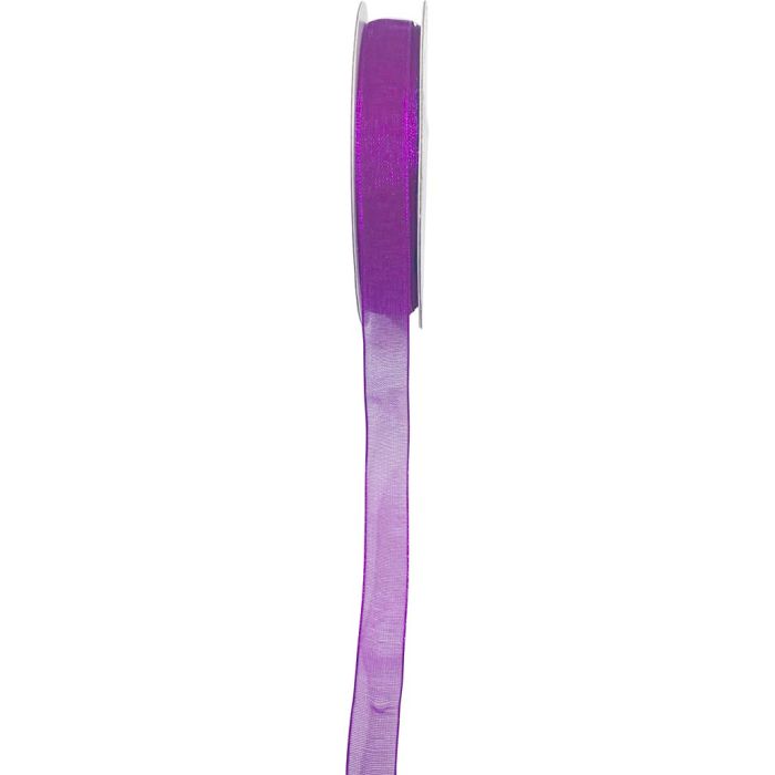Ruban organza, L : 10 mm, violet foncé, 25 m/ 1 rouleau