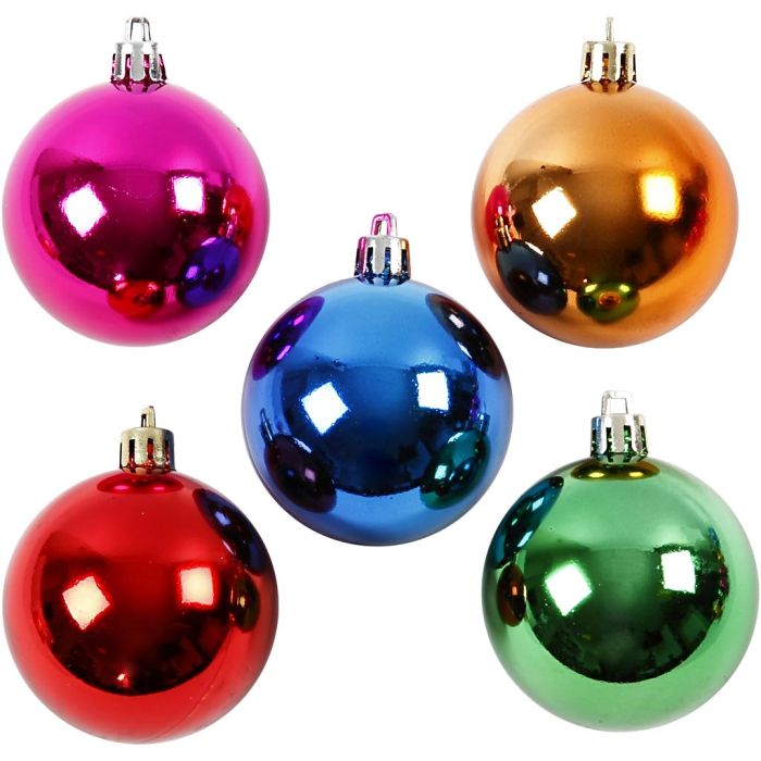 Boules de Noël, d 6 cm, Couleurs vives, 20 pièces/ 1 Pq.