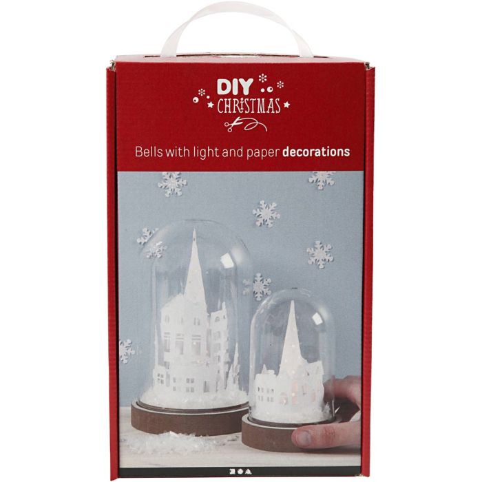 Kit de cloches avec décoration intérieure, H : 12,5+18 cm, 2 pièces/ 1 Pq.