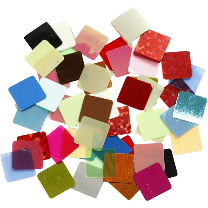 Film mosaïque, dim. 10x10 mm, ca. 6875 pièce, ass. de couleurs, 250 gr/ 1 Pq.