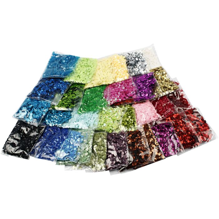 Paillettes, dim. 6 mm, 32x25 gr/ 1 Pq.