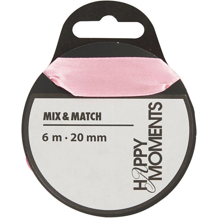 Ruban de satin, L : 20 mm, rose clair, 6 m/ 1 rouleau