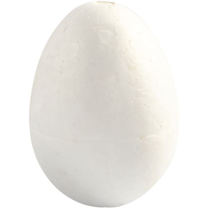 Oeufs en polystyrène, H : 6 cm, blanc, 5 pièces/ 1 Pq.