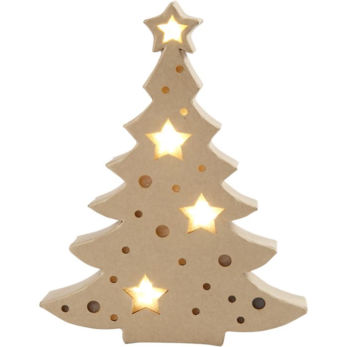 Figurine avec lumière à l'intérieur, sapin de Noël, H : 27 cm, P: 4 cm, L : 21,5 cm, 1 pièce