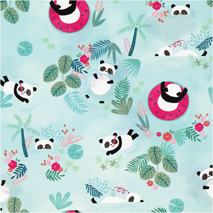 Papier cadeau, Panda, L : 50 cm, 80 gr, 100 m/ 1 rouleau