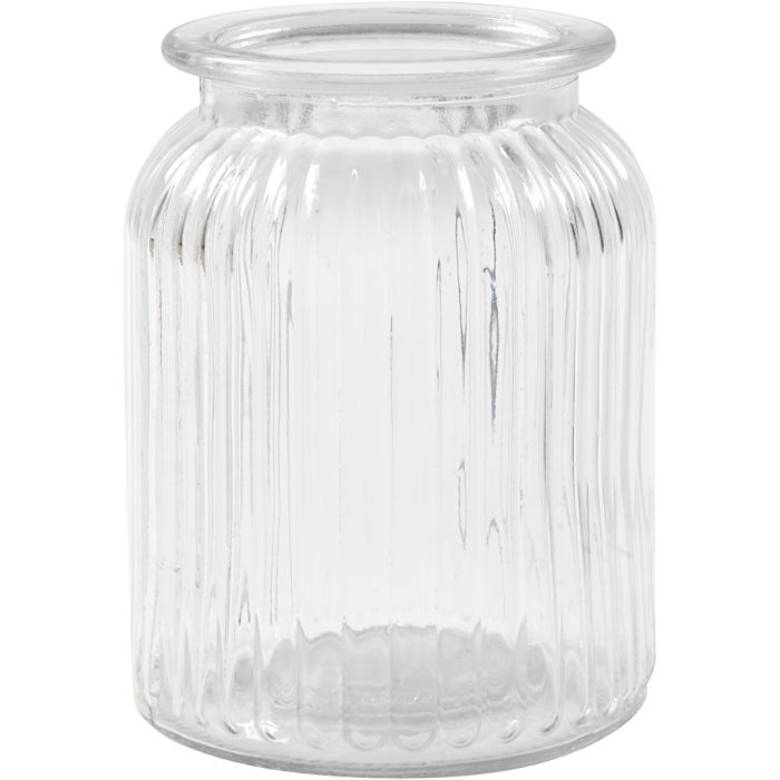 Jarre en verre, H : 14,5 cm, d 11 cm, diamètre intérieur 7 cm, 6 pièces/ 1 Pq.
