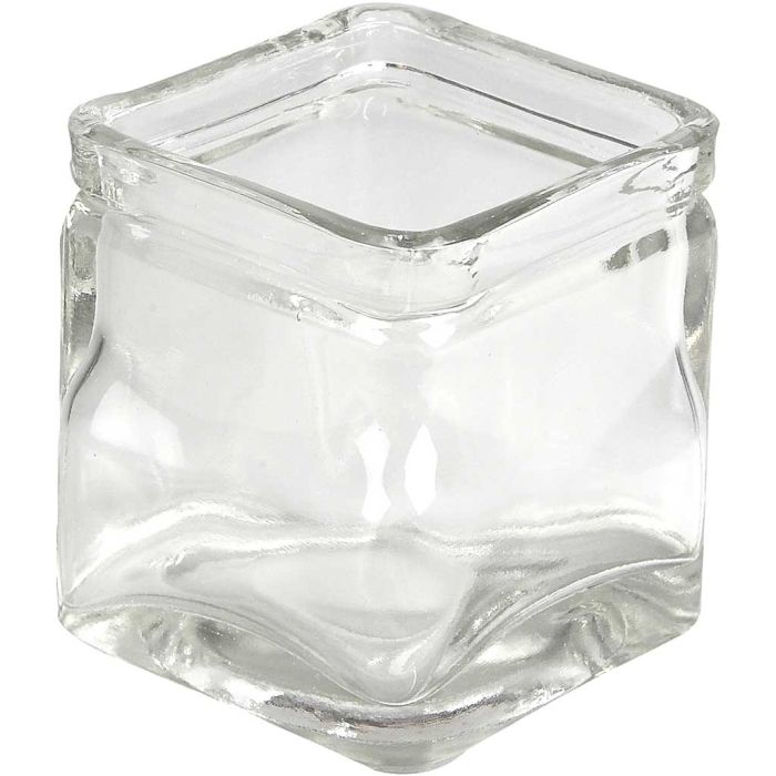 Bougeoirs carrés, H : 8 cm, dim. 7,5x7,5 cm, 12 pièces/ 1 Pq.