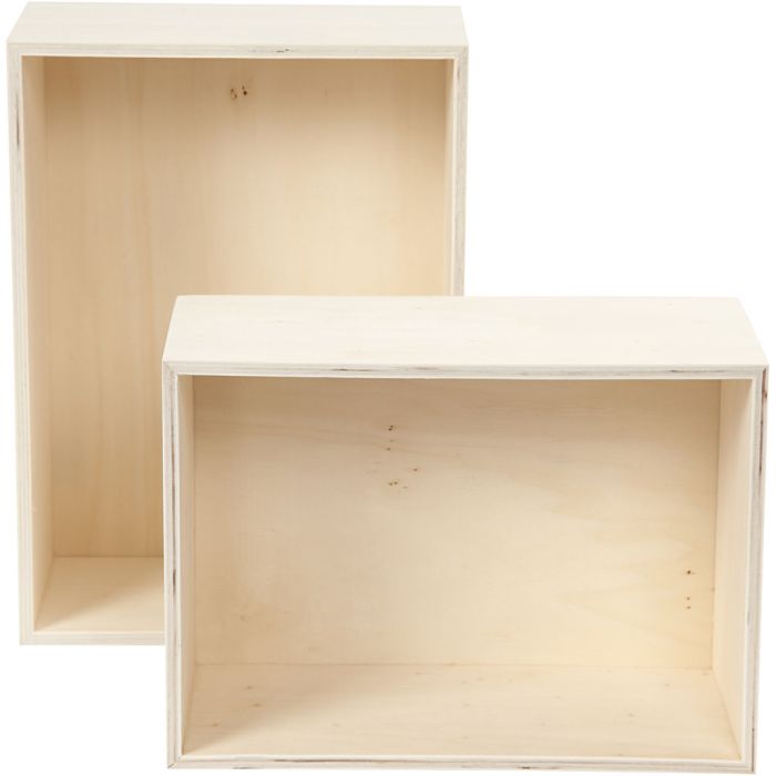 Boîtes de rangement, rectangle, H : 27+31 cm, P: 12,5 cm, L : 19,5+22,5 cm, 2 pièces/ 1 set