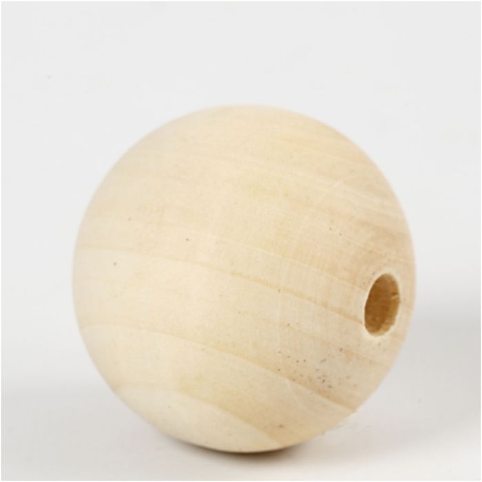 Perle en bois, d 40 mm, diamètre intérieur 7 mm, 6 pièces/ 1 Pq.