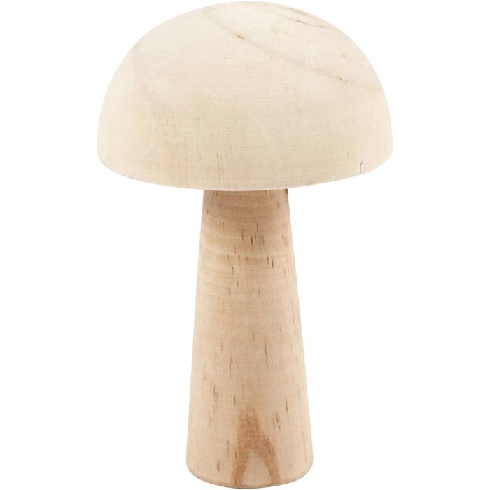 Champignon en bois, H : 14 cm, d 9 cm, 1 pièce