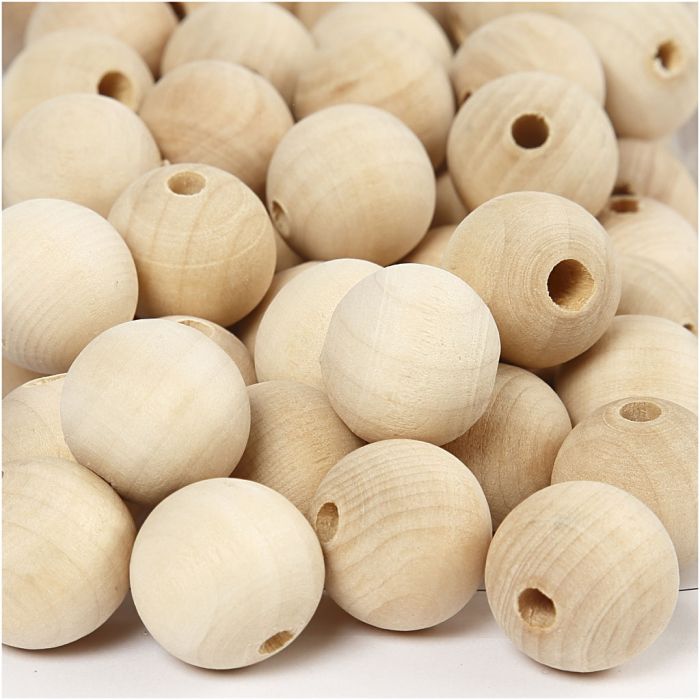 Perle en bois, d 20 mm, diamètre intérieur 4 mm, naturel, 200 pièces/ 1 Pq.