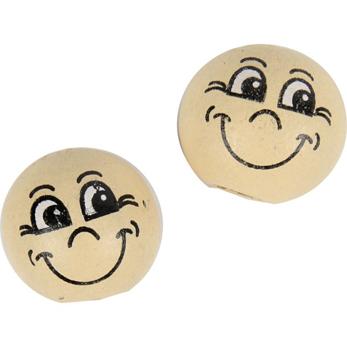 Boules en bois avec visage, d 12 mm, beige clair, 20 pièces/ 1 Pq.