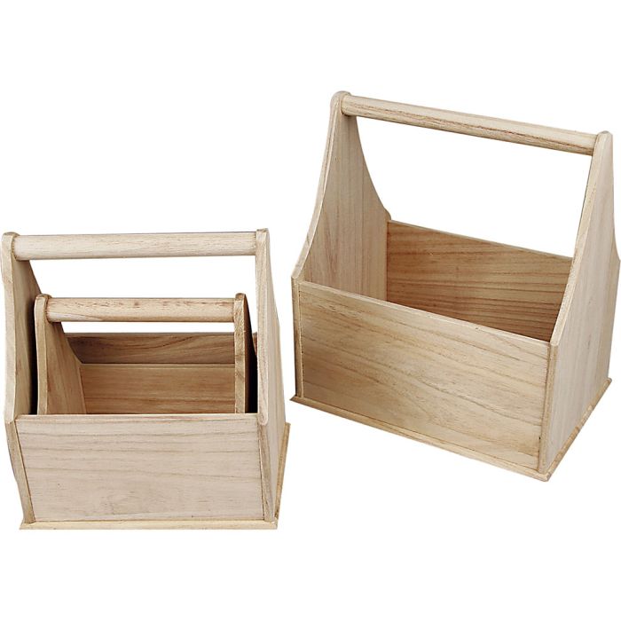 Paniers en bois, dim. 24x17,5x28 cm, 3 pièces/ 1 set