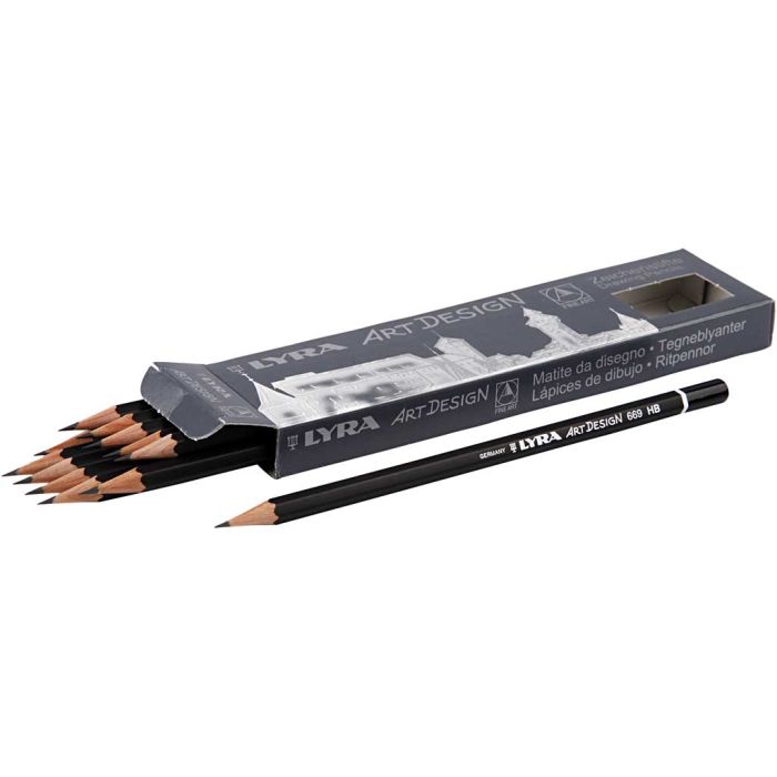 Crayons Gris Art Design, d 6,9 mm, HB, mine 1,8 mm, 12 pièces/ 1 Pq.