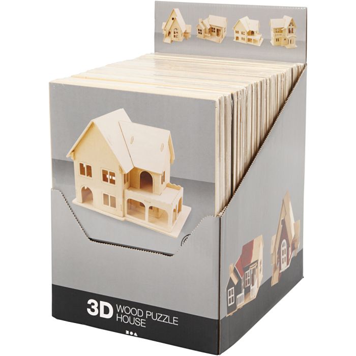 Kit de Construction 3D en bois, naturel, 24 pièces/ 1 Pq.