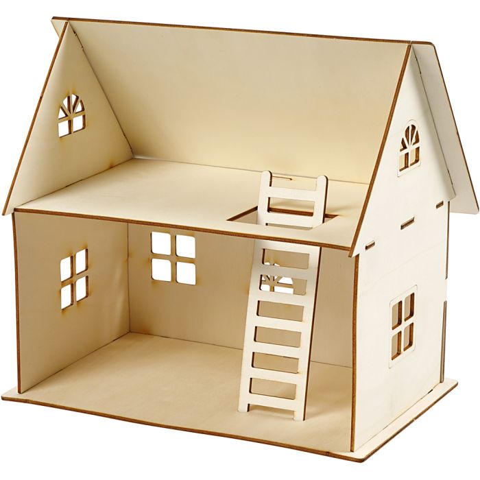 Kit de construction d'une maison de poupée, H : 25 cm, dim. 18x27 cm, 1 pièce