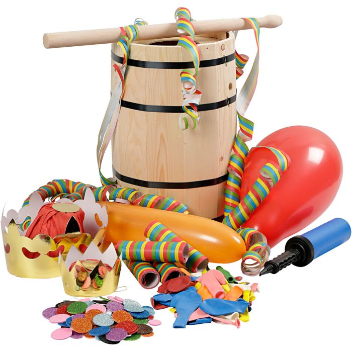 Tonneau de carnaval avec accessoires, H : 38 cm, petit, 1 set