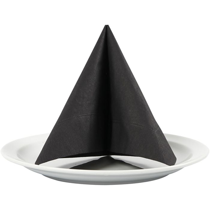 Serviettes de table, dim. 33x33 cm, noir, 20 pièces/ 1 Pq.