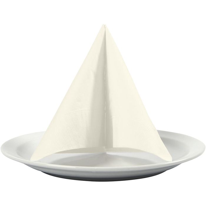 Serviettes de table, Fond blanc, dim. 33x33 cm, blanc cassé, 20 pièces/ 1 Pq.