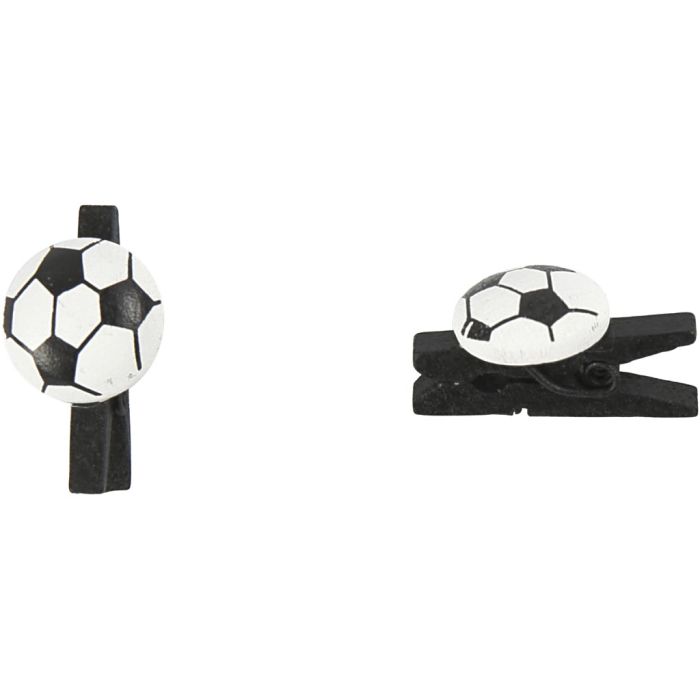Pince avec ballon de foot, dim. 14x25 mm, ép. 12 mm, noir, 10 pièces/ 1 Pq.
