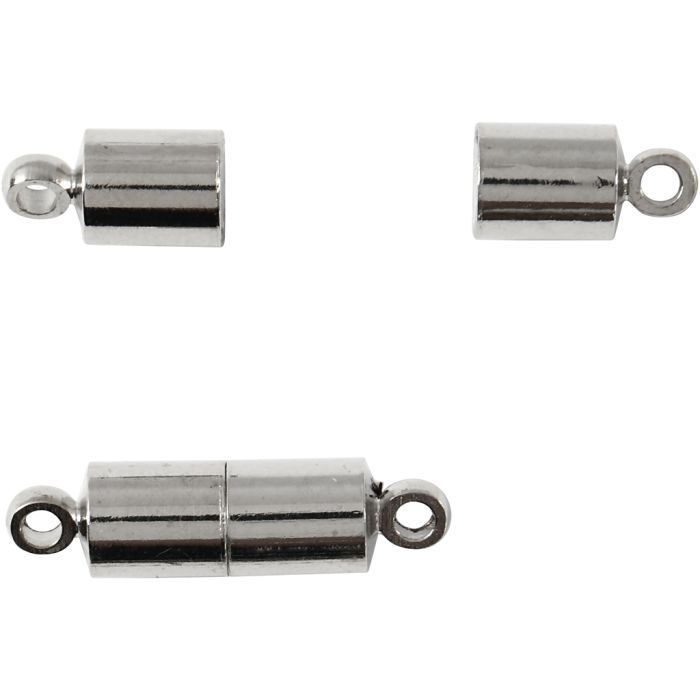 Fermoirs magnétiques, L : 15 mm, d 5 mm, argenté, 10 pièces/ 1 Pq.