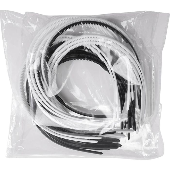 Diadèmes, L : 8 mm, noir, blanc, 20 pièces/ 1 Pq.