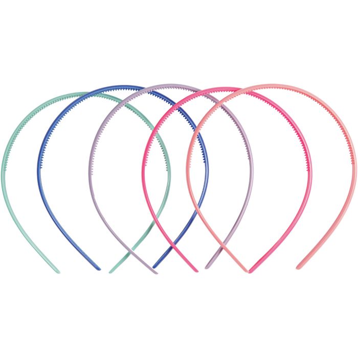 Diadèmes, L : 8 mm, ass. de couleurs, 5 pièces/ 1 Pq.