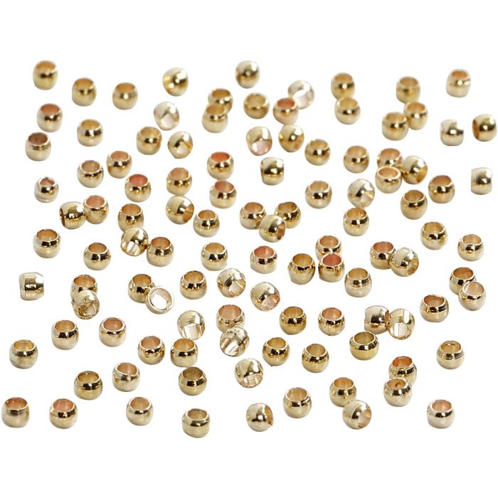 Perles à écraser, d 2 mm, or, 100 pièces/ 1 Pq.