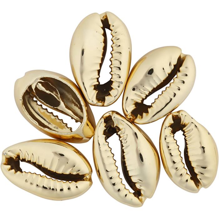Coquillage, L : 20 mm, doré, 6 pièces/ 1 Pq.