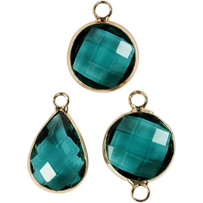 Pendentif pour bijoux, H : 15-20 mm, diamètre intérieur 2 mm, vert, 6 pièces/ 1 Pq.