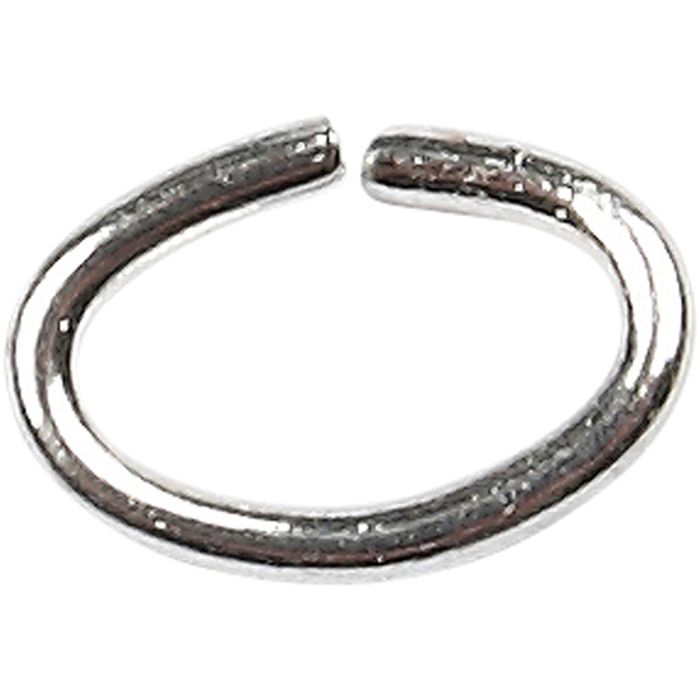 Anneaux ovales, ép. 0,7 mm, argenté, 50 pièces/ 1 Pq.