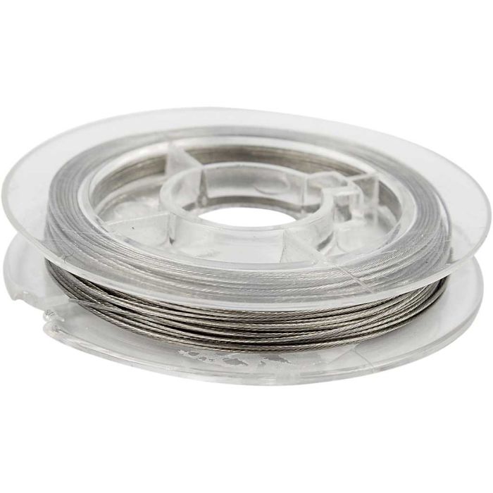 Fil à Perles, ép. 0,38 mm, argent, 10 m/ 1 rouleau