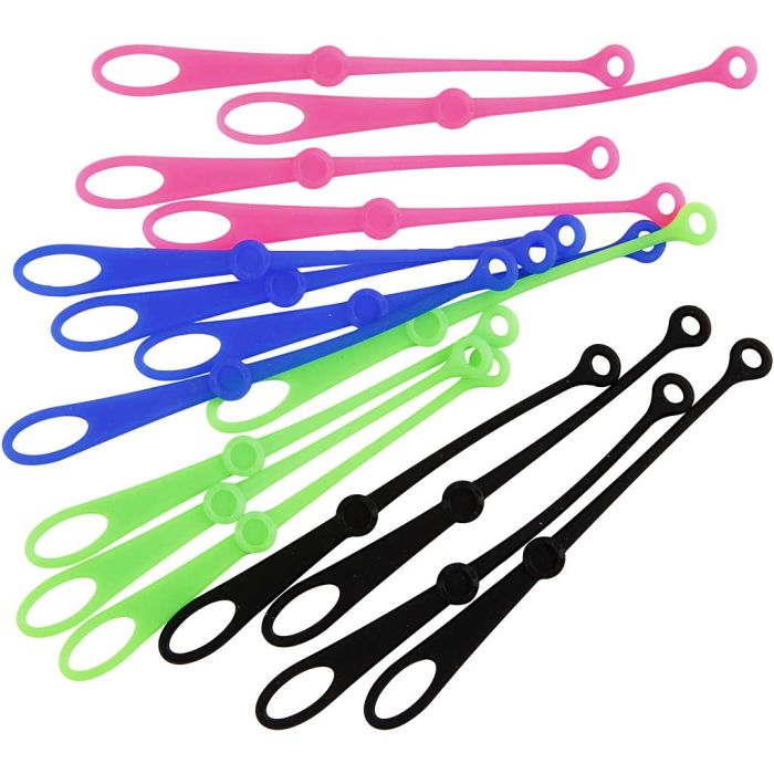 Porte-clés en silicone, L : 10,5 cm, L : 1 cm, 45 pièces/ 1 Pq.