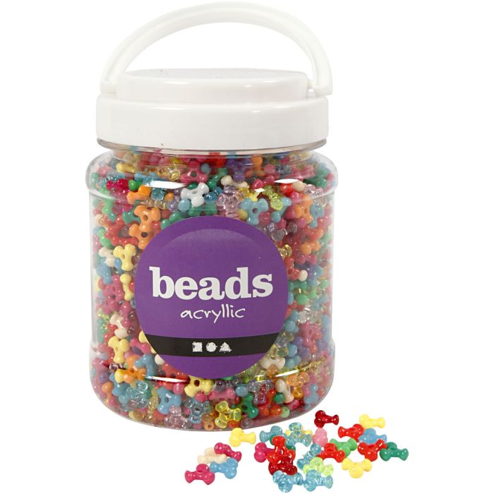 Mélange de perles, d 10 mm, diamètre intérieur 2 mm, ca. 2800 pièce, ass. de couleurs, 385 gr, 700 ml/ 1 boîte
