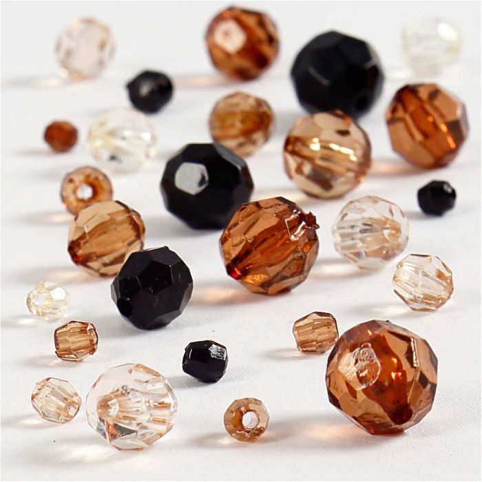 Perles à facettes, dim. 4-12 mm, diamètre intérieur 1-2,5 mm, ca. 170 pièce, or, 50 gr/ 1 Pq.