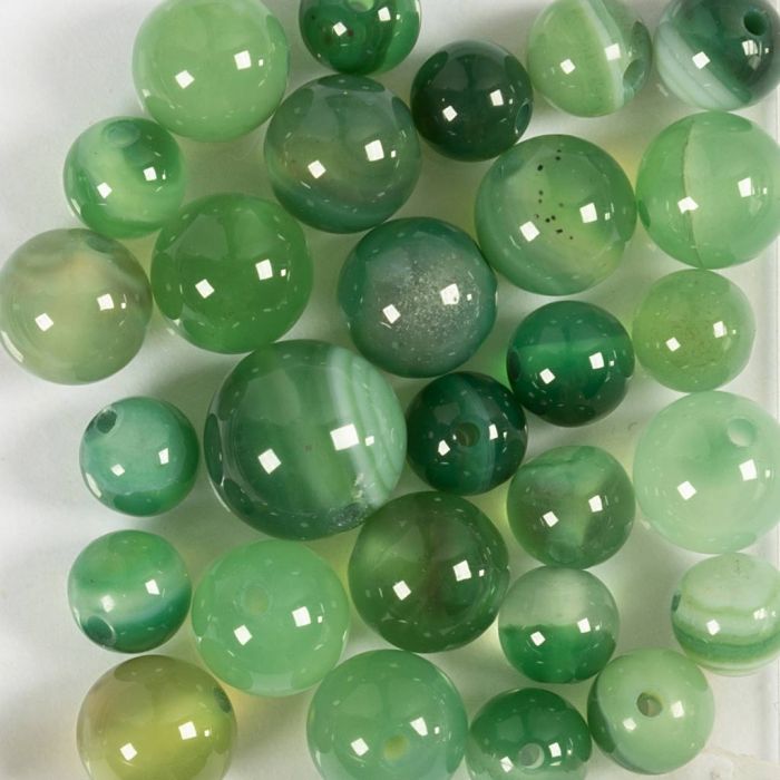 Perles de pierres d'agate, d 13+15 mm, diamètre intérieur 0,9-1 mm, vert vif, 28 pièces/ 1 Pq.