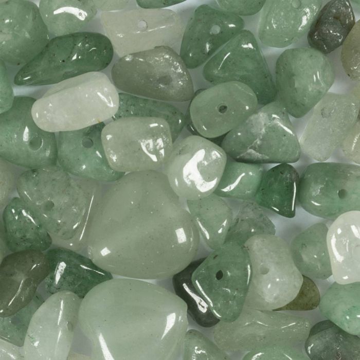 Perles de cristal, Aventurine, d 7-12 mm, diamètre intérieur 1 mm, vert, 63 pièces/ 1 Pq.