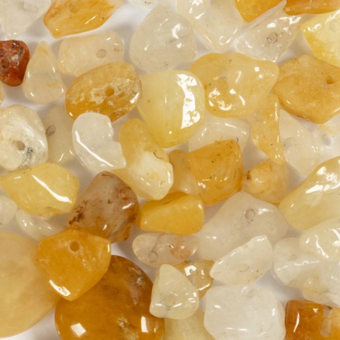 Perles de cristal, Calcite miel, d 7-12 mm, diamètre intérieur 1 mm, jaune clair, 63 pièces/ 1 Pq.