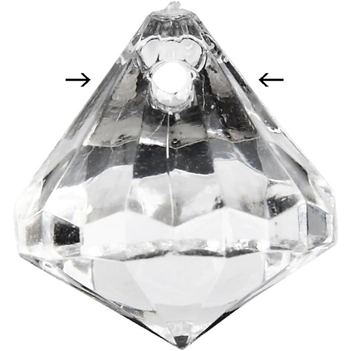 Perles acryliques, dim. 17x16 mm, diamètre intérieur 1,2 mm, brillant transparent, 43 pièces/ 1 Pq.