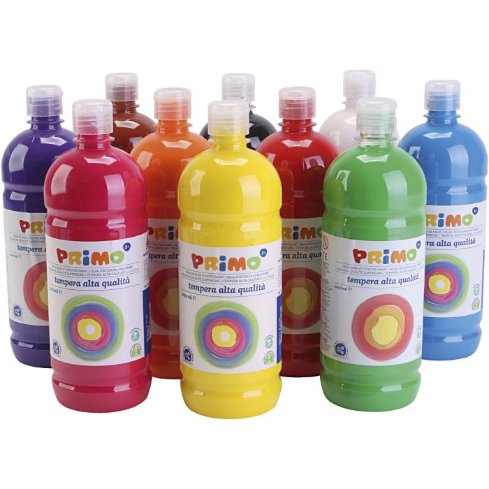 Peinture à la détrempe Mate, mate, ass. de couleurs, 10x1000 ml/ 1 Pq.