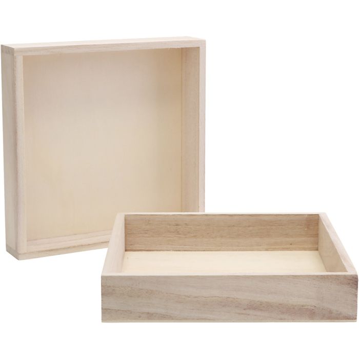 Cadres en bois avec rebord, dim. 16,2x16,2x3 cm, 10 pièces/ 1 Pq.