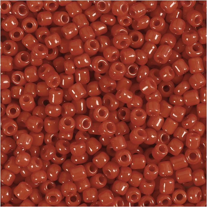 Perles de rocaille, d 3 mm, dim. 8/0, diamètre intérieur 0,6-1,0 mm, rouge foncé, 25 gr/ 1 Pq.